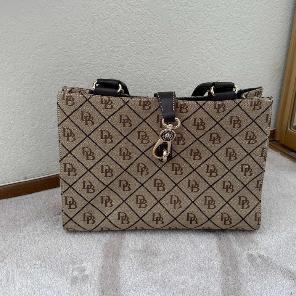 Dooney & Bourke Tan and Brown Monogram Tote